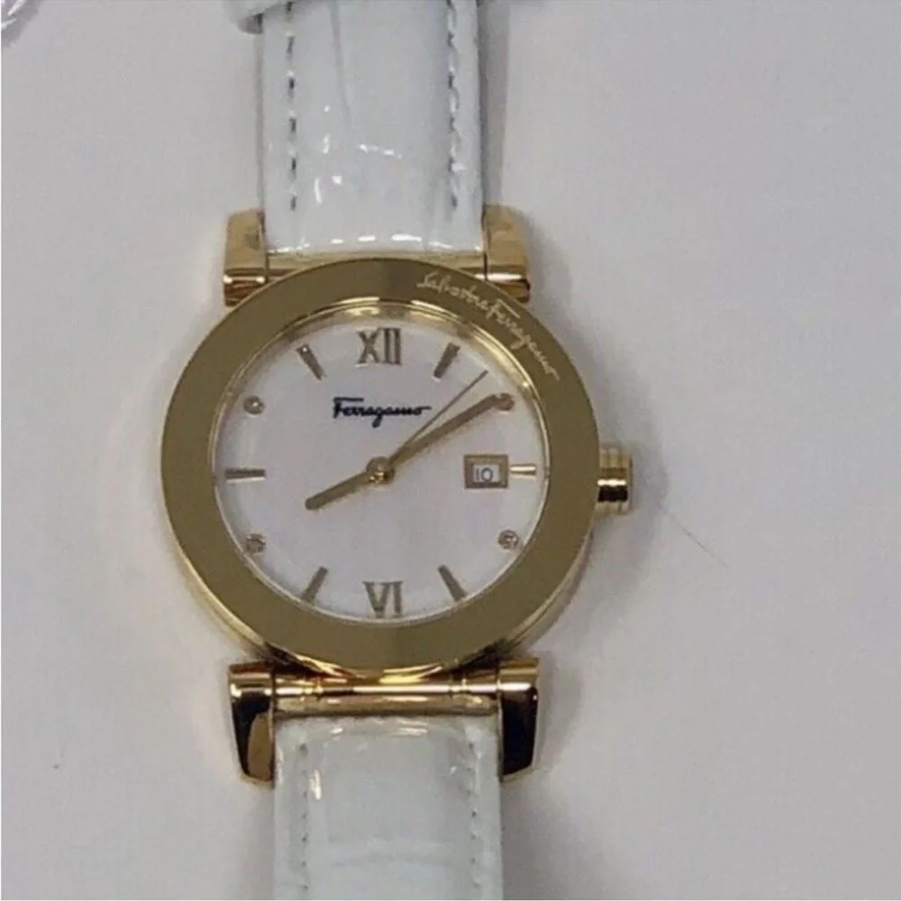 Women’s Salvatore Ferragamo, mother of pearl face watch, made in Italy
